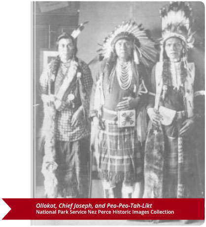 Ollokot, Chief Joseph, and Peo-Peo-Tah-Likt. National Park Service (NPS) Nez Perce Historic Images Collection